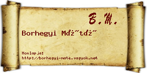 Borhegyi Máté névjegykártya